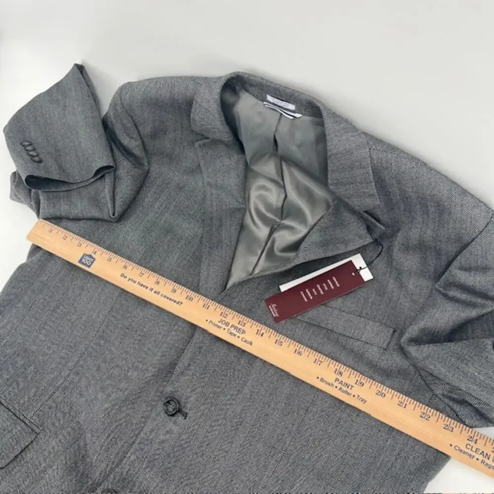 NEW Saddlebred Heritage Lambswool Sport Coat Mens 44R Gray Herringbone Blazer